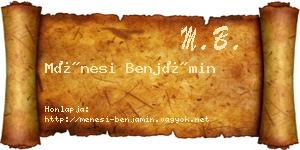 Ménesi Benjámin névjegykártya