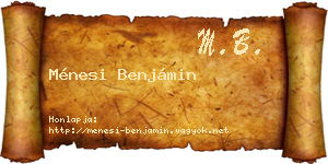 Ménesi Benjámin névjegykártya
